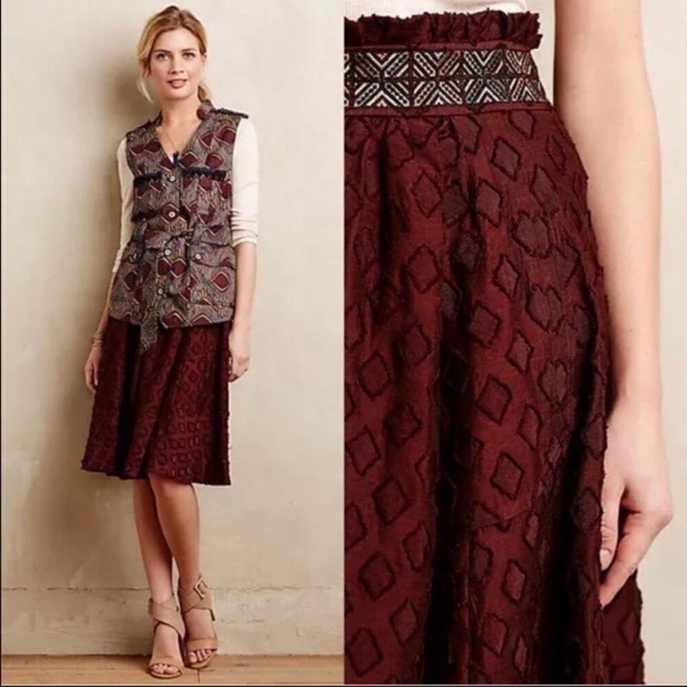 Anthropologie Maeve Diamond Print A-line Skirt